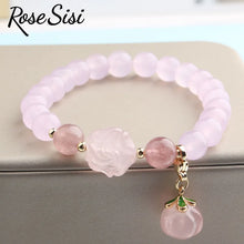 Load image into Gallery viewer, Natural stone strawberry crystal bracelet