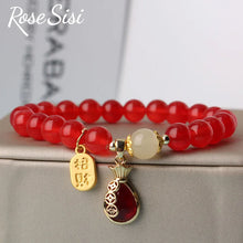 Load image into Gallery viewer, Natural stone strawberry crystal bracelet