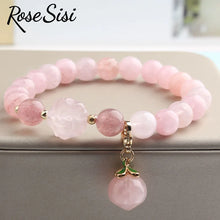 Load image into Gallery viewer, Natural stone strawberry crystal bracelet