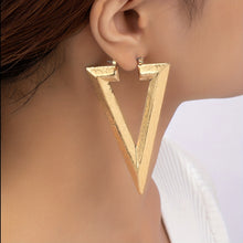 Load image into Gallery viewer, Geometric Letter V Shaped Hoop Earrings
