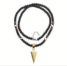Load image into Gallery viewer, Natural stone matte black round beads necklace
