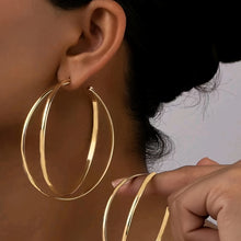 Load image into Gallery viewer, Double-layer Golden Hoop Earrings
