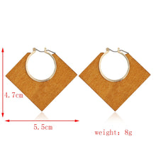 Load image into Gallery viewer, Wooden square dangle earrings
